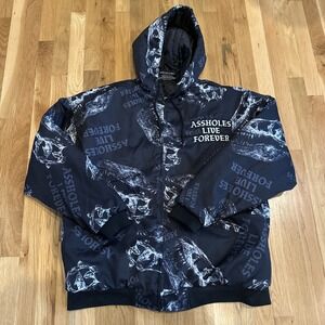 Assholes*s Live Forever Black Puffer Parka Coat Size XL. Rapper. Bones Jersey‎